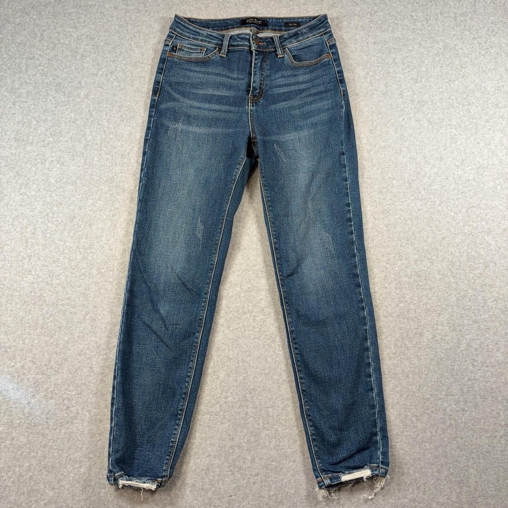 Judy Blue Jeans 5/27 Medium Wash High Rise Skinny Stretch Denim Raw Hem